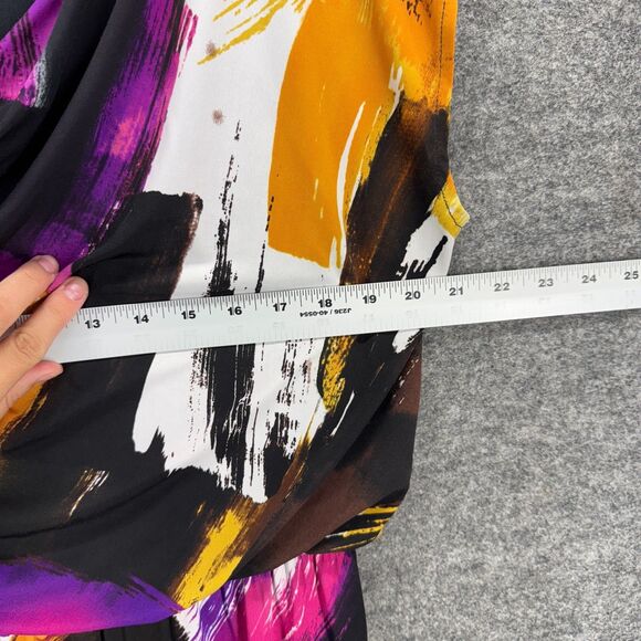 London Times Dress Women 10 Black Colorblock Sheath Midi V-Neck Short Sleeve - Picture 5 of 7